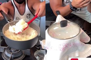 Arroz com fogo desligado
