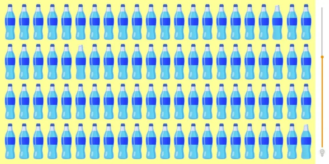 Só os mais atentos conseguem: ache 3 garrafas sem tampa nesta imagem, quase ninguém acerta de primeira