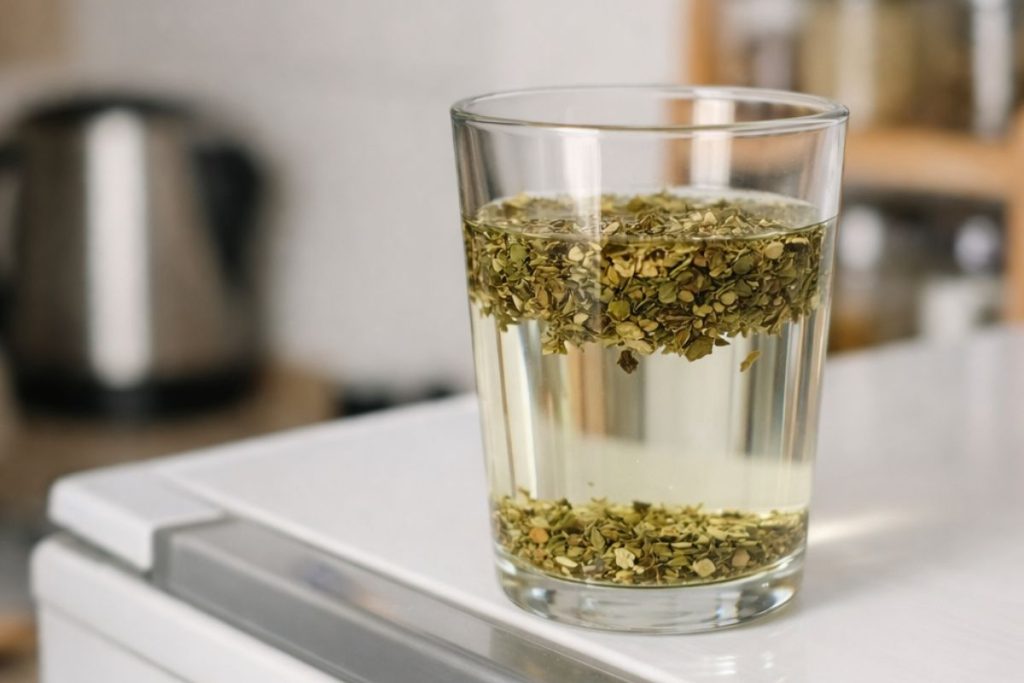 Colocar vinagre e orégano dentro de um copo