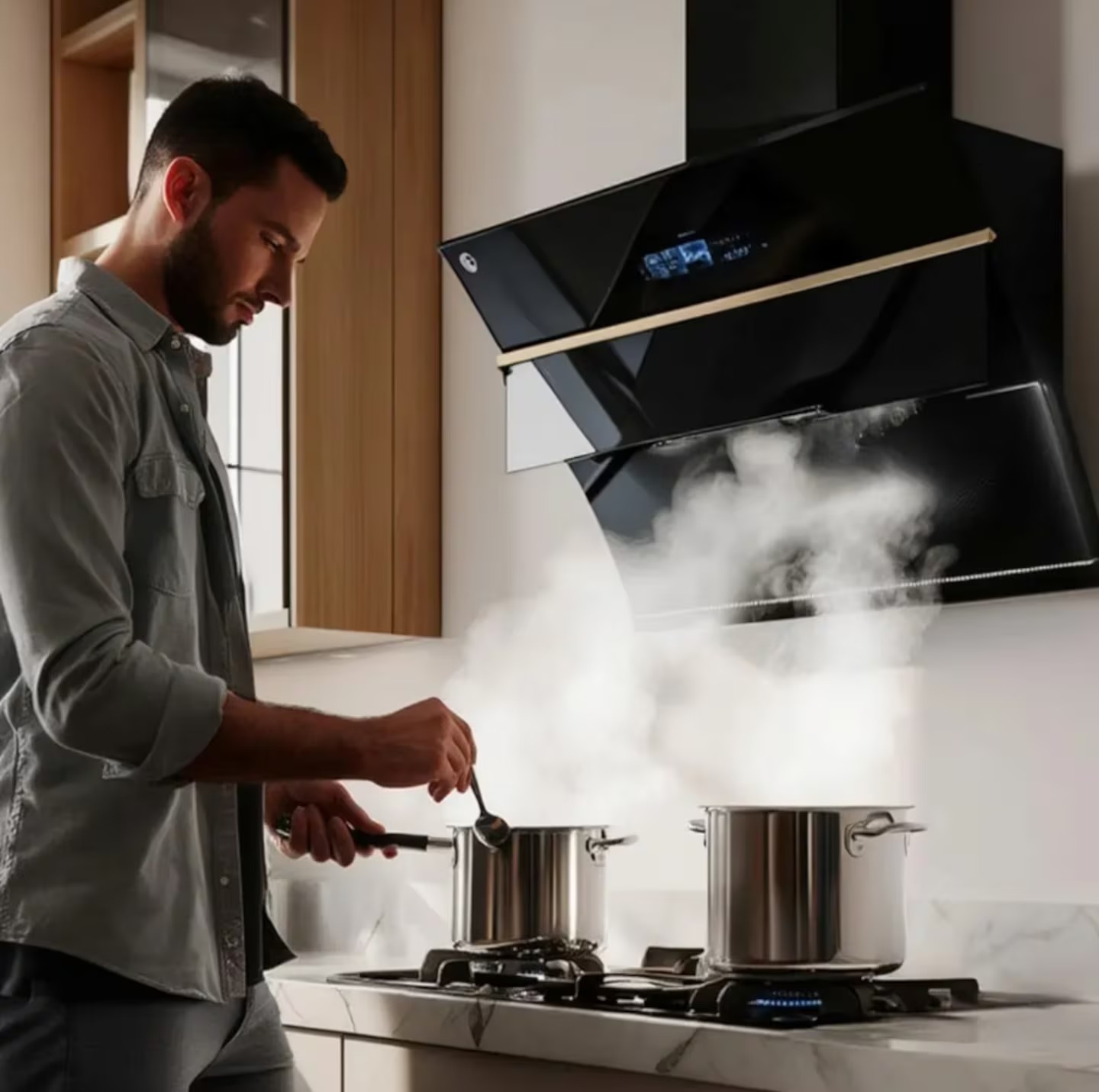 Nova coifa inteligente substitui exaustores tradicionais com menos ruído, mais eficiência e design moderno para cozinhas.