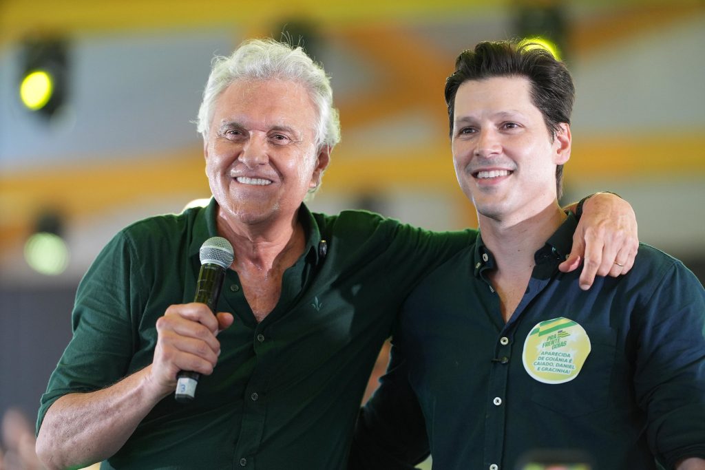 Ronaldo Caiado e Daniel Vilela durante lançamento de Vilela ao governo, em Jaraguá.