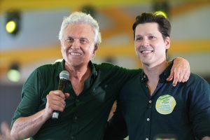 Ronaldo Caiado e Daniel Vilela durante lançamento de Vilela ao governo, em Jaraguá.