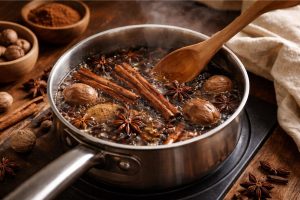 Ferver canela com noz-moscada