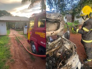 Carro foi engolido pelas chamas após chupeta mal sucedida. (Foto: Divulgação)