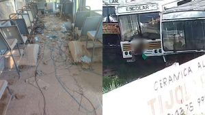 Homem foi flagrado furtando fios de cobre em ônibus escolares.