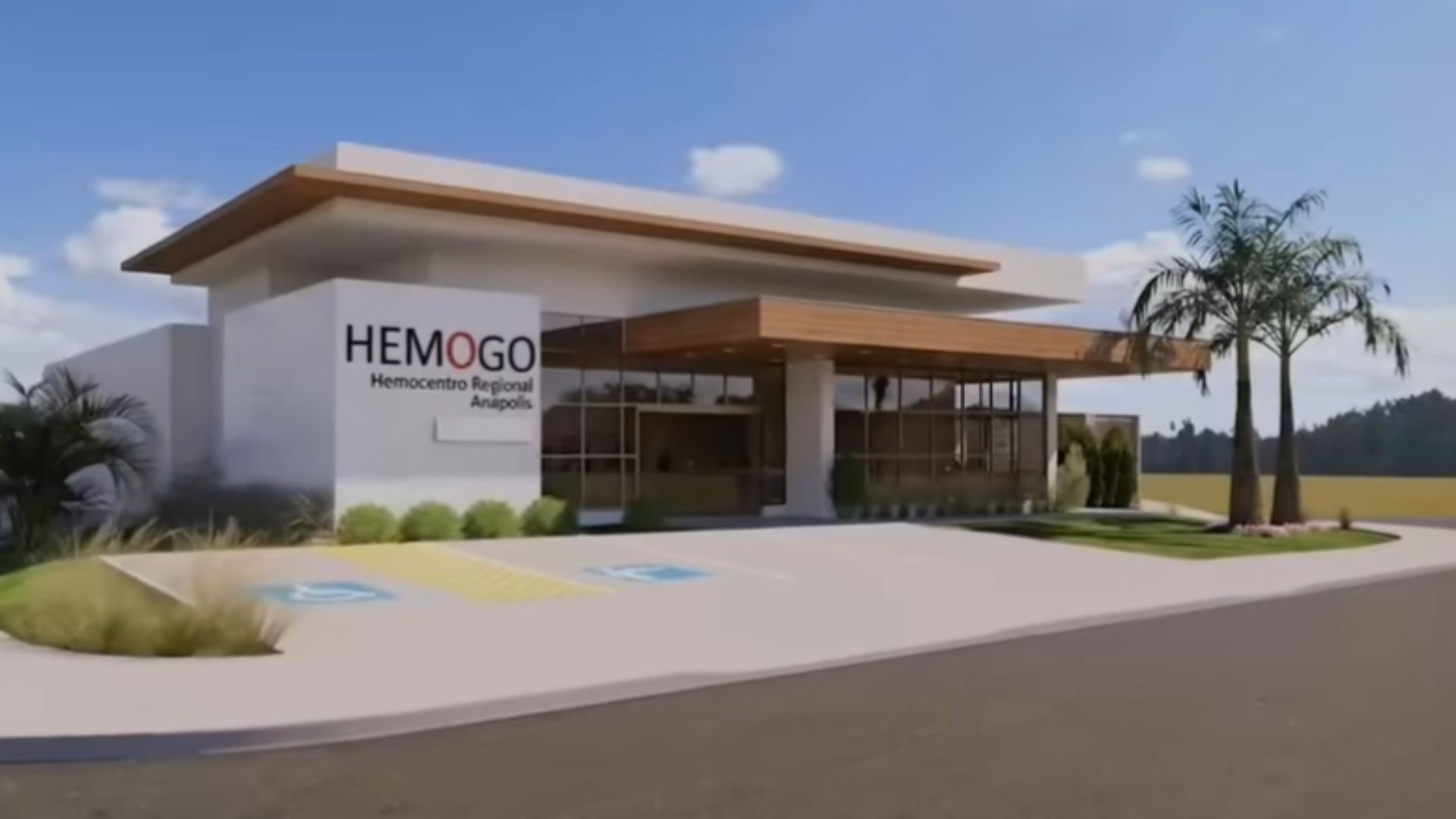 Projeto da fachada do Hemocentro Regional de Anápolis.