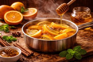 Ferver cascas de laranja com mel