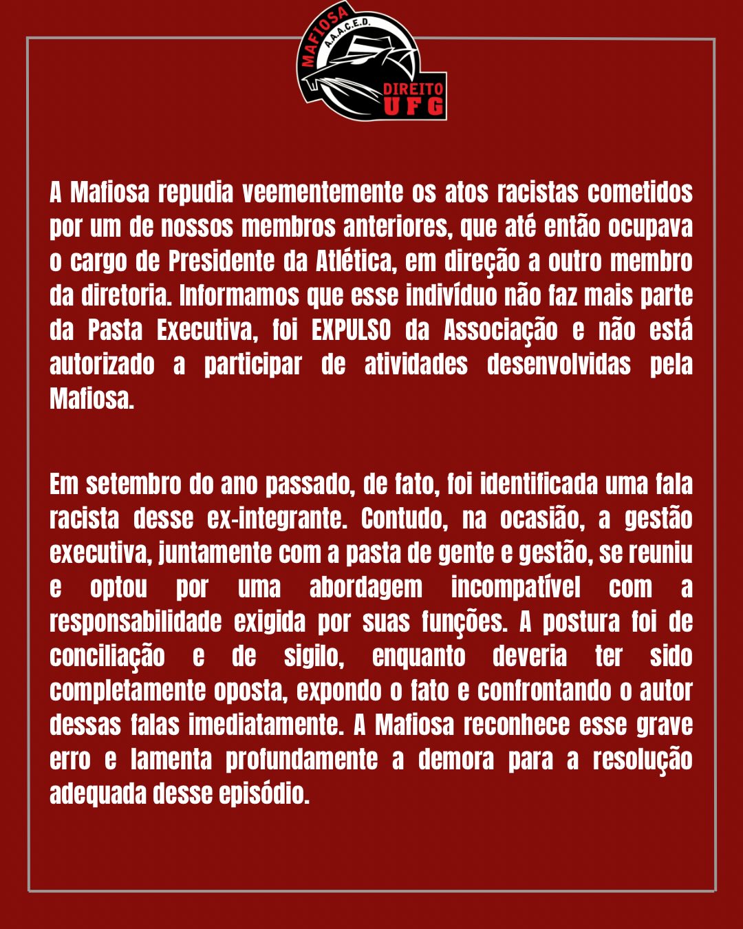 Nota de Repúdio e Retratação da Mafiosa