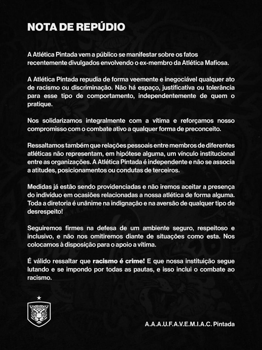 Nota de repúdio da Pintada