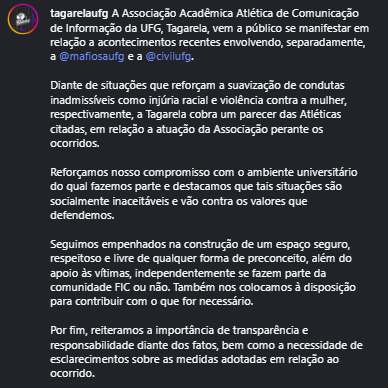 Nota de repúdio da Tagarela