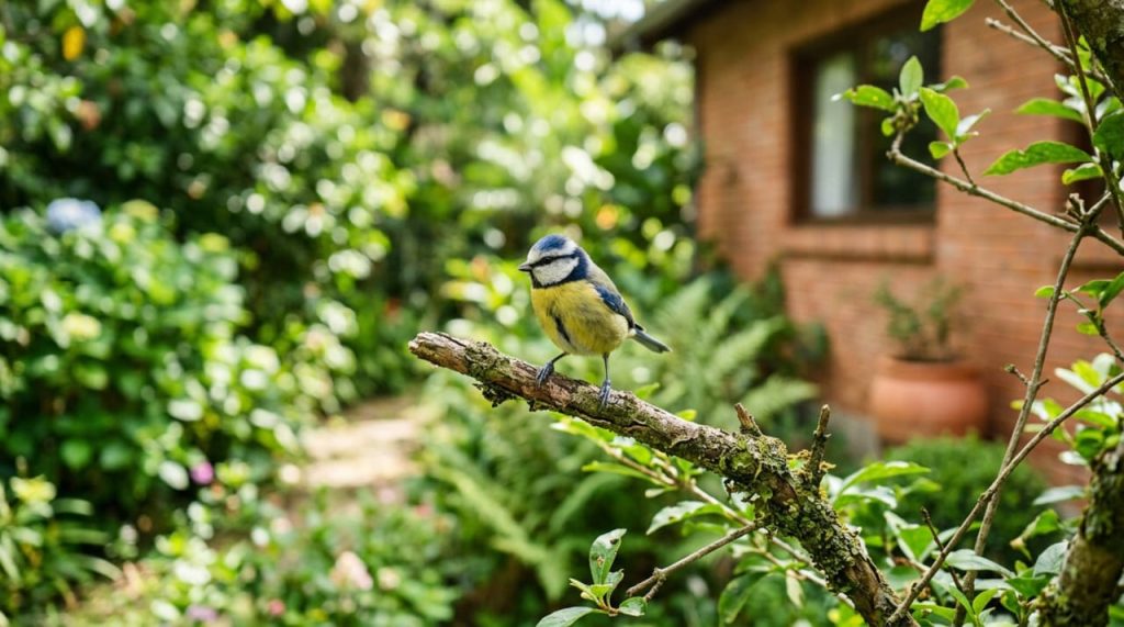 Pássaros cantando no jardim indicam equilíbrio ambiental e bem-estar