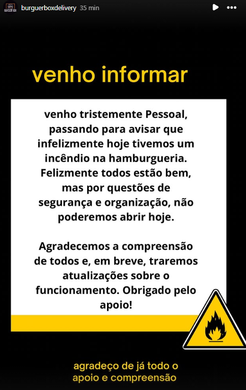Bombeiros são acionados para conter incêndio na Burger Box, em Anápolis