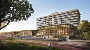 Fachada do projeto do Assis Business Mall. (Foto: Divulgação/Emisa)