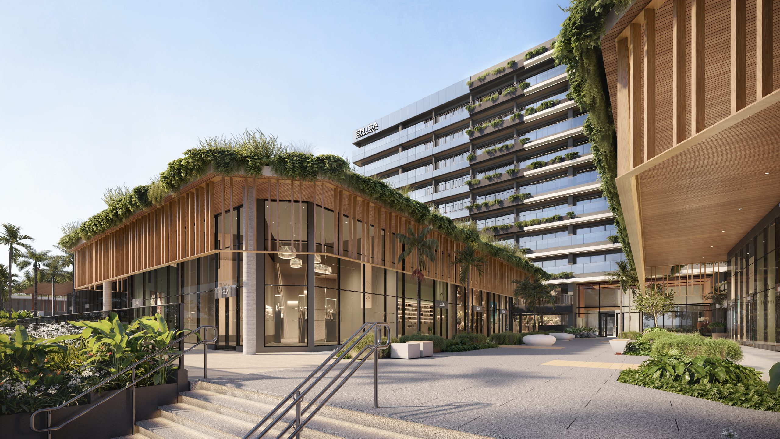 Imagem da área de circulação de pessoas do projeto. (Foto: Divulgação/Emisa)