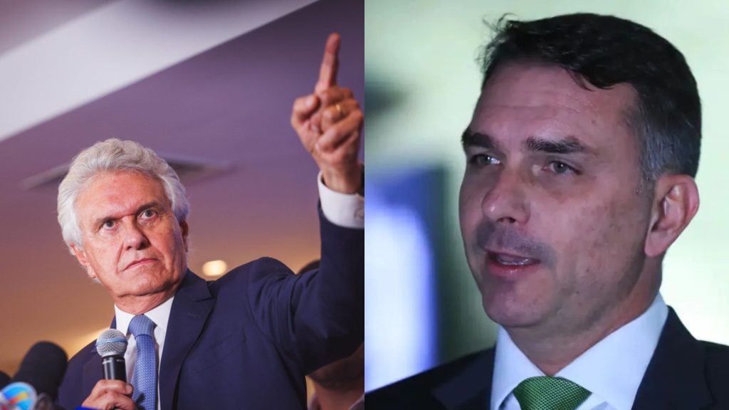 Ronaldo Caiado (PSD) e Flávio Bolsonaro (PL), pré-candidatos ao Palácio do Planalto.
