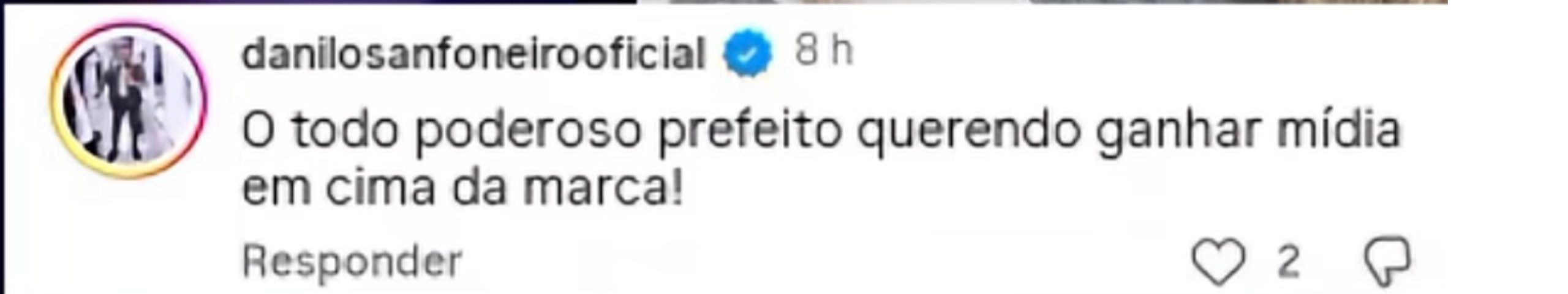 Printo do comentário feito por Danilo. (Foto: Reprodução)