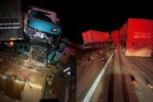 Motorista morre após colisão entre caminhões na BR-153, em Morrinhos