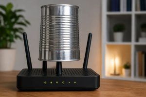 Por que colocar uma lata em cima do roteador