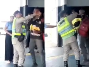 Testemunhas filmaram jovem sendo agredido pela PM. (Foto: Reprodução)