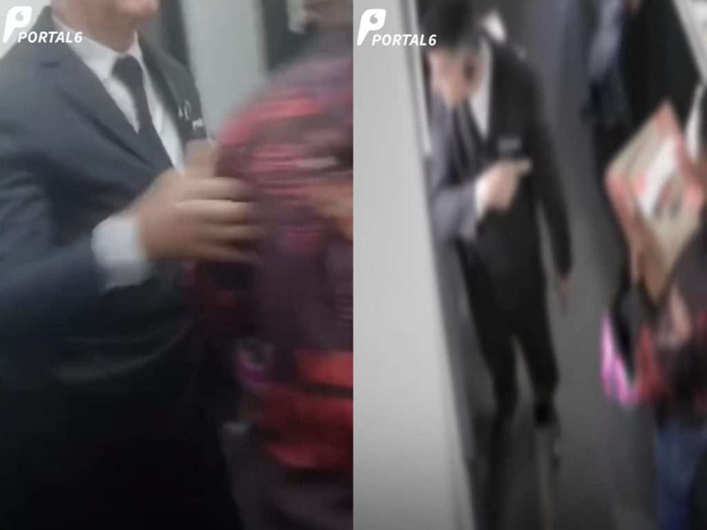 Seguranças do shopping foram filmados pelas câmeras do próprio local. (Foto: Reprodução)