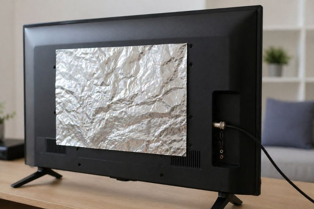 Colocar papel alumínio atrás da televisão