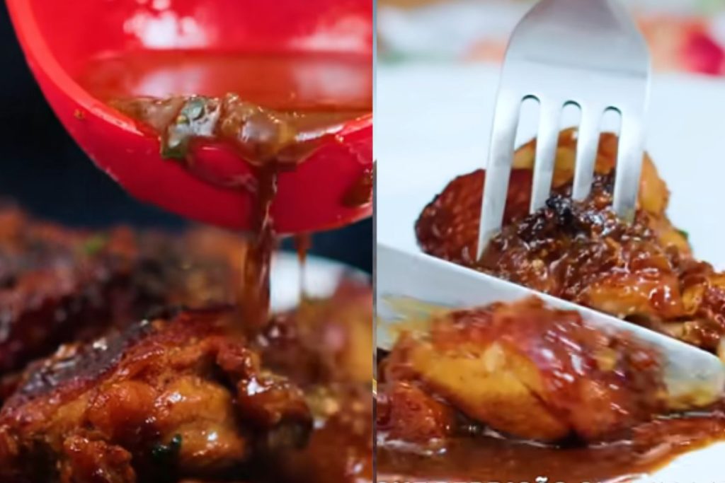 Aprenda o segredo do frango douradinho caramelizado que fica suculento, cheio de sabor e perfeito para acompanhar arroz branco.