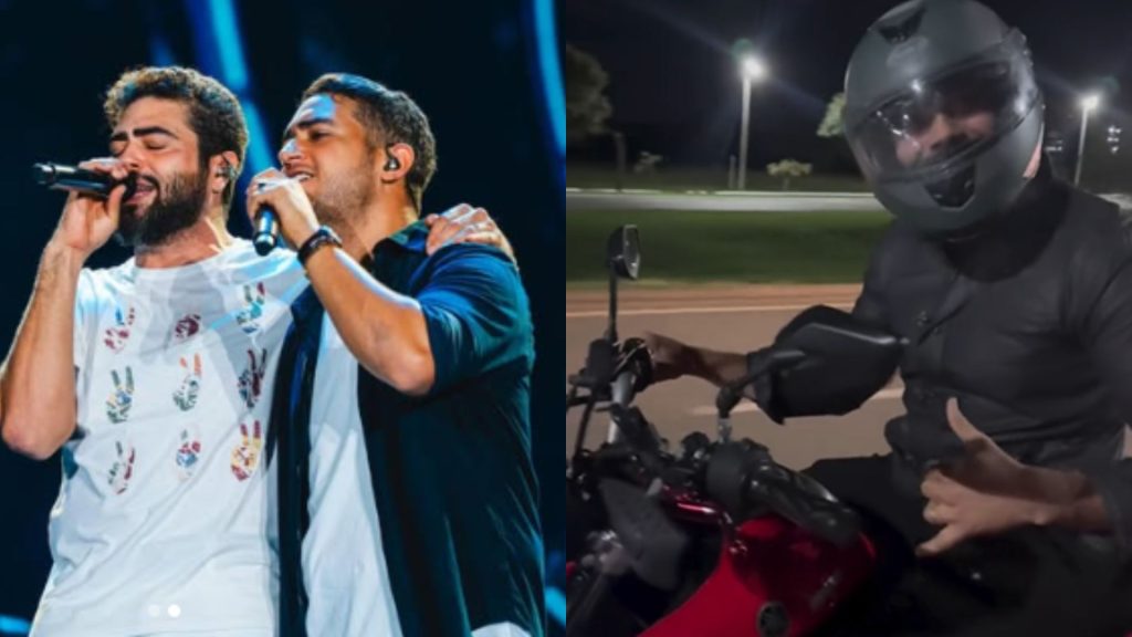 Henrique e Juliano mostraram como "fugiram" de congestionamento após tocarem show em Goiânia.