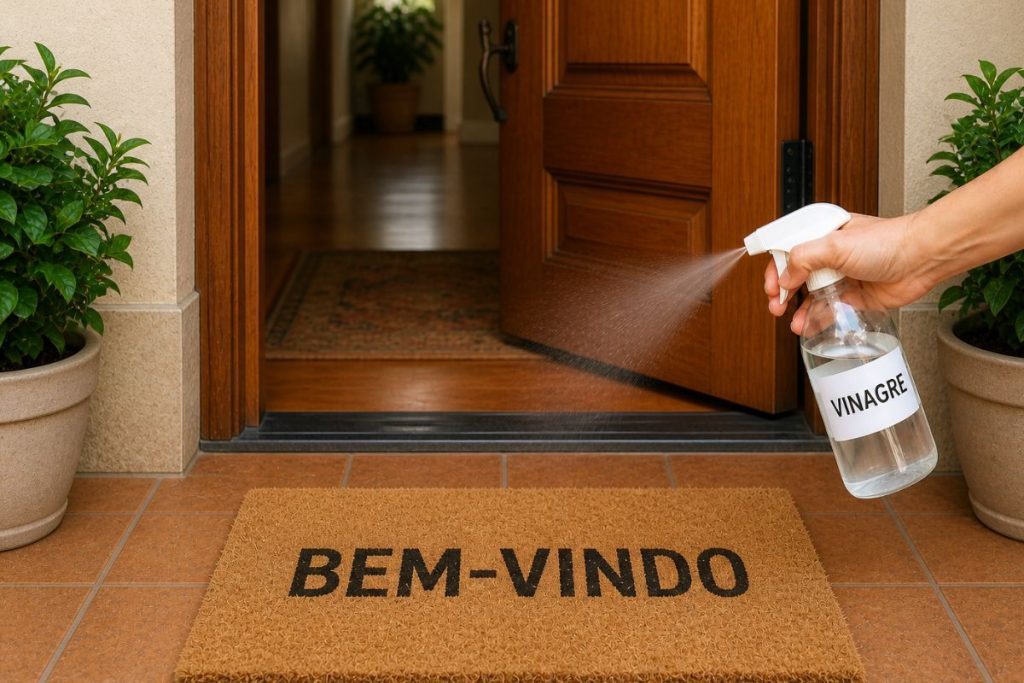 Borrifar vinagre na entrada de casa