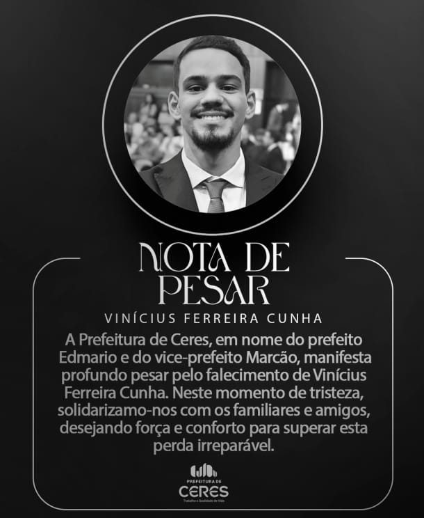 Nota da Prefeitura sobre o falecimento de Vinícius. (Foto: Reprodução)