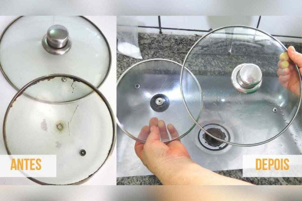 misturinha para remover gordura da tampa de vidro