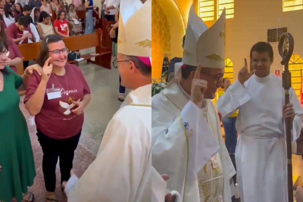 Bispo aprende Libras para celebrar crisma de fiéis surdas em Goiânia