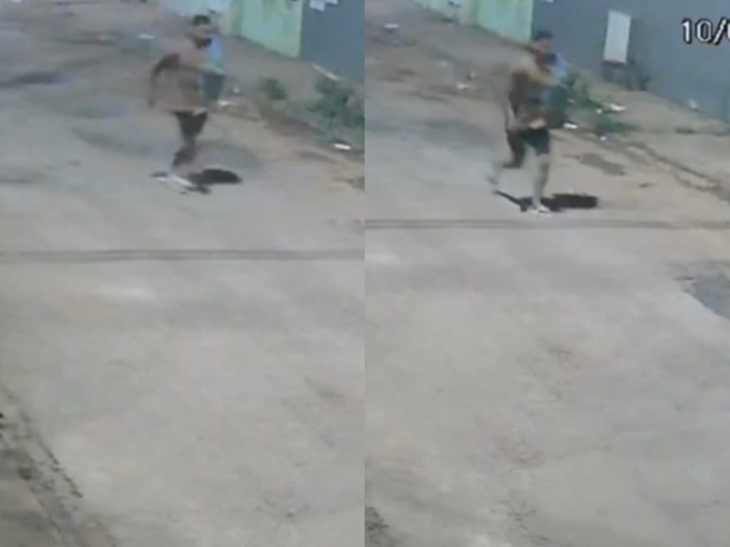 Jovem foi flagrado correndo levando o filho após matar a ex-companheira. (Foto: Reprodução)