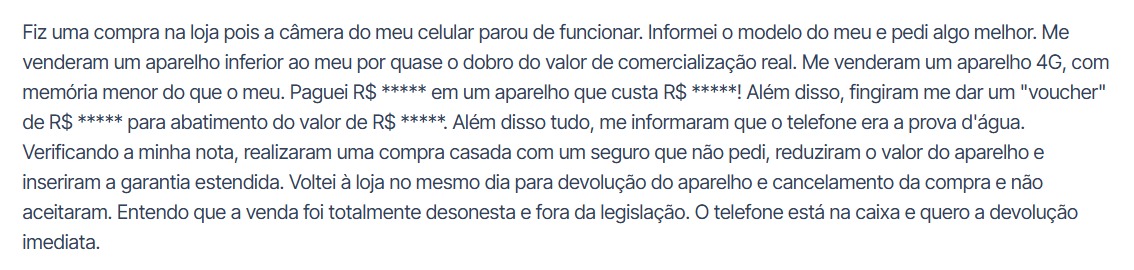 Print de um dos relatos encontrados no Reclame Aqui. (Foto: Reprodução)