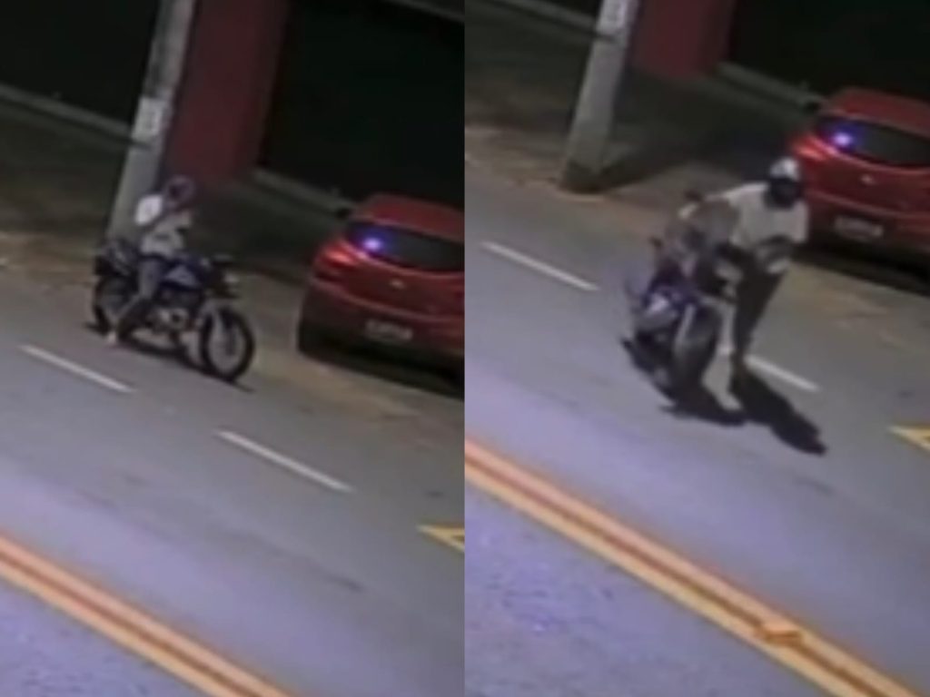 Furto da moto foi flagrado por câmeras de segurança. (Foto: Reprodução)