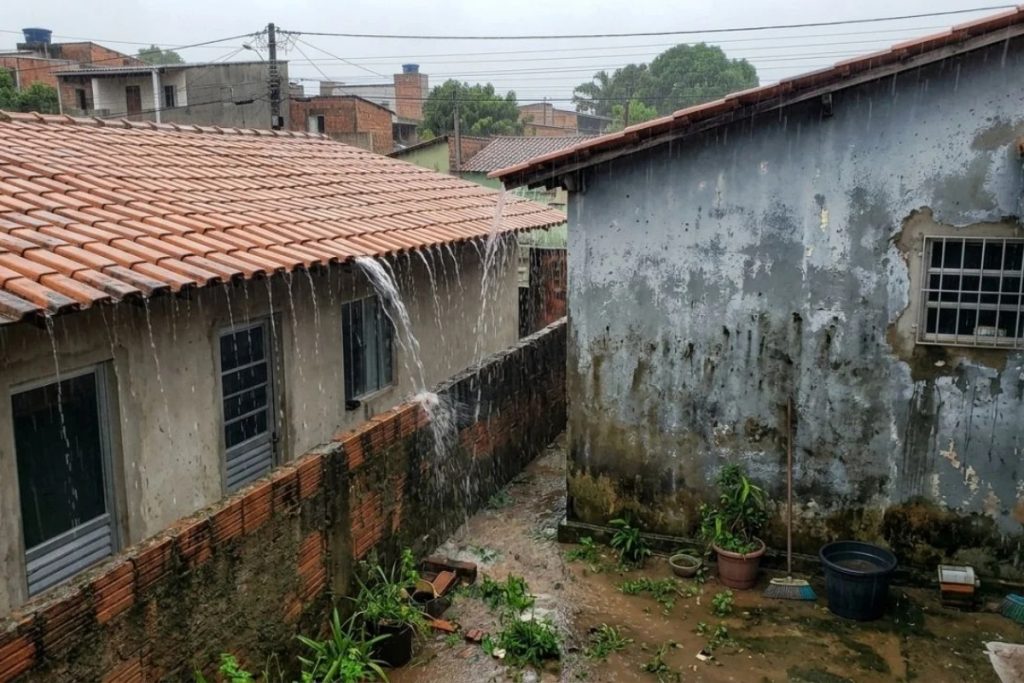 Água da chuva no terreno ao lado: moradores terão que instalar calhas para evitar problemas judiciais