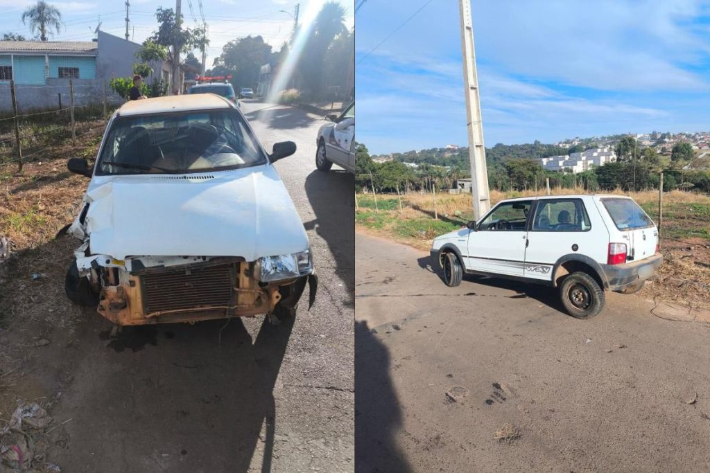Motorista abaixa para mexer no som e bate carro em poste em Anápolis