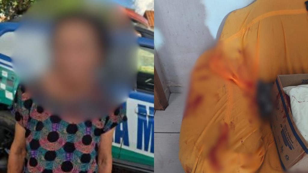 Idosa foi presa após esfaquear marido dentro de casa.