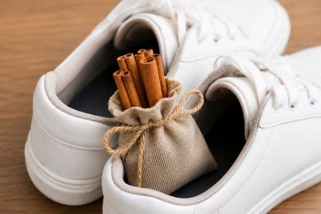 Colocar canela nos sapatos