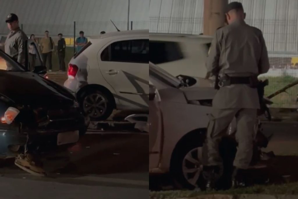 Batida forte é registrada em frente à UniEVANGÉLICA na noite desta quarta-feira (20)
