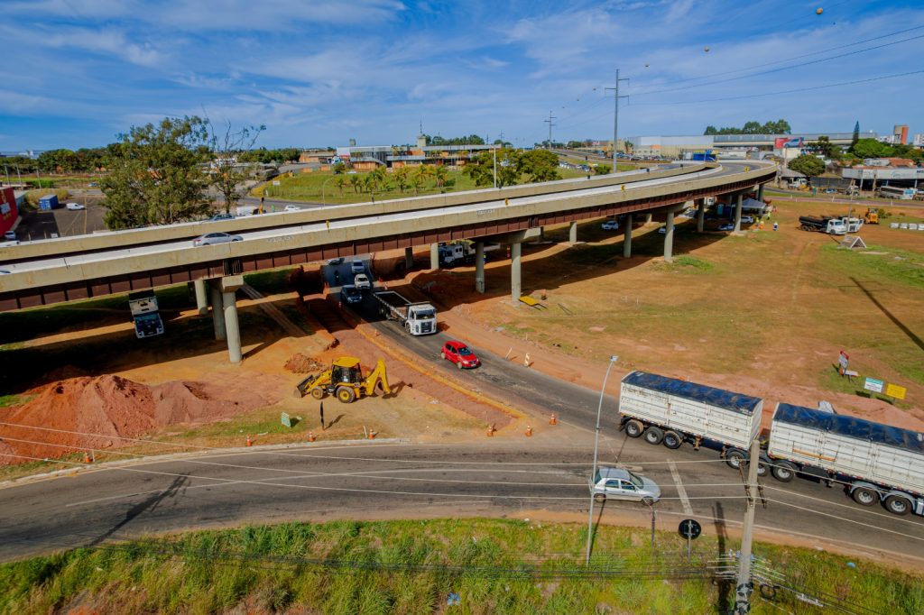 Obras no Trevo da Havan seguem avançando para melhorar o fluxo na região. (Foto: Paulo de Tarso/Prefeitura de Anápolis)