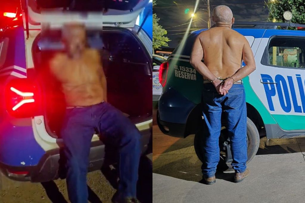 Idoso foi preso após ser flagrado dirigindo embriagado pelas ruas de Aparecida de Goiânia. (Foto: Divulgação/Polícia Militar)