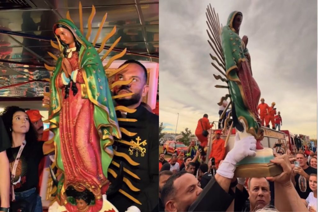 Imagem de Nossa Senhora de Guadalupe emociona multidão ao desembarcar em Goiânia para o Totus Tuus 2026