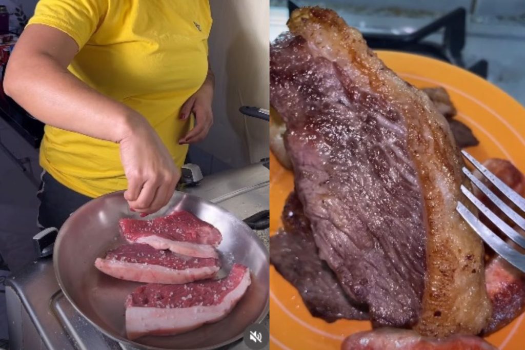 Bife com gosto de churrasco