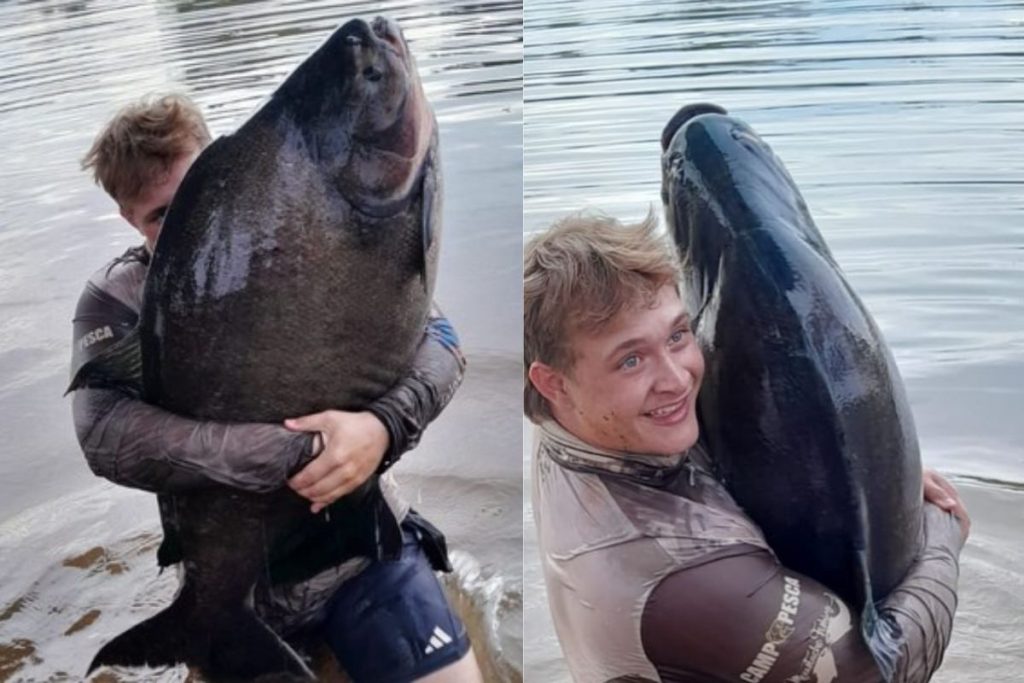 Aos 18 anos, pescador goiano captura ‘monstro dos rios’ de mais de 40 kg