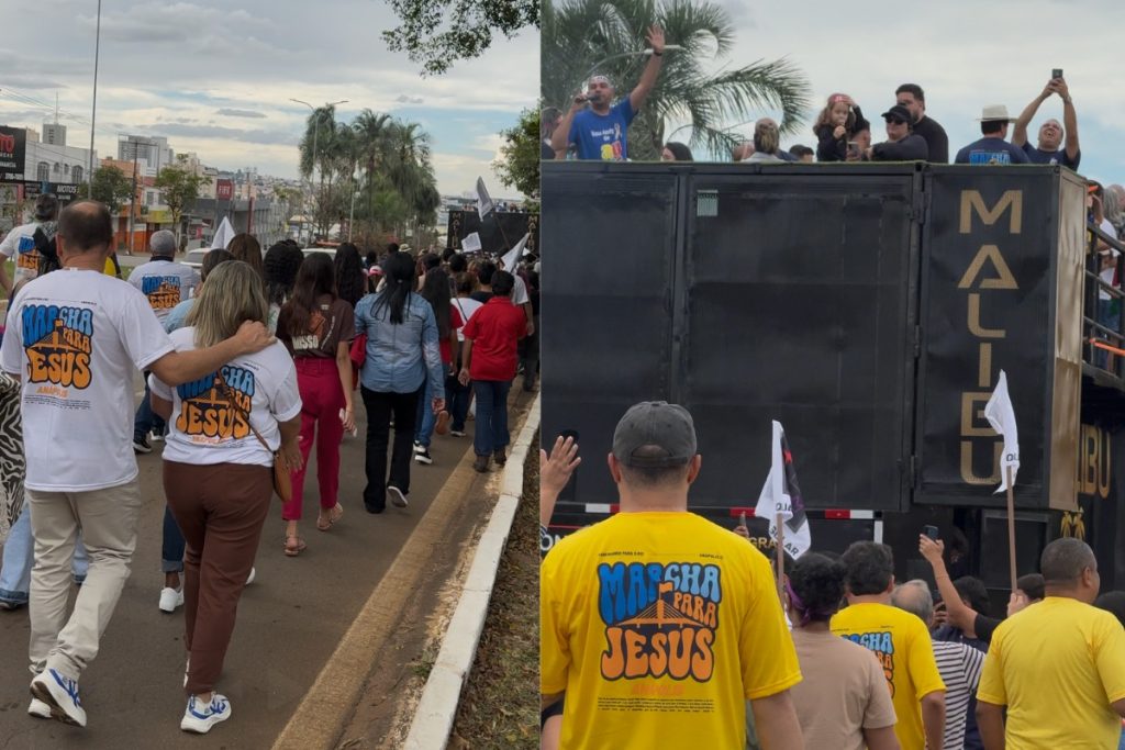 Milhares de fiéis participam da Marcha para Jesus 2026 em Anápolis, em uma caminhada marcada por momentos de louvor, oração e celebração da fé cristã