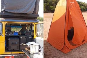 Casal transforma carro em casa e chama atenção durante temporada no Rio Araguaia