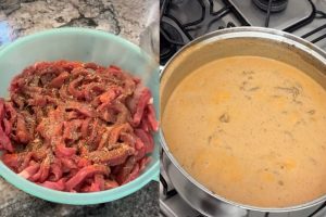 Strogonoff comercial aposta em técnica especial para deixar a carne macia e o molho mais cremoso