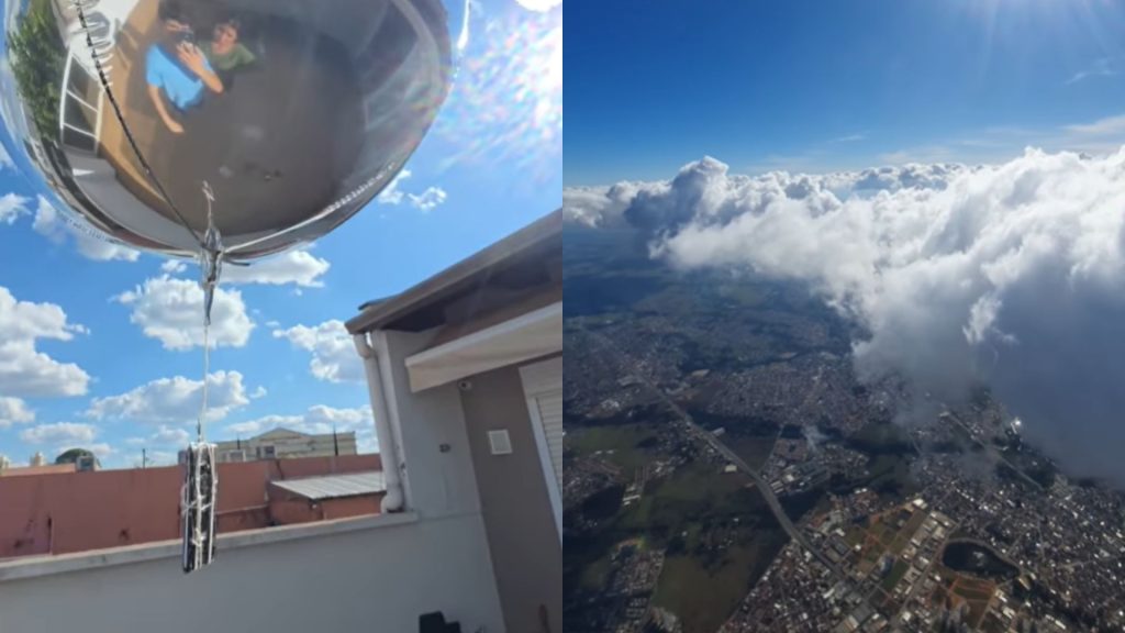 Estudante amarrou um celular em balões de gás hélio para sobrevoar Goiânia.