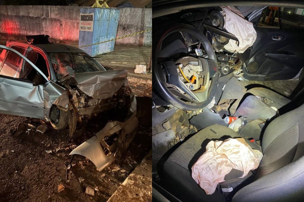 Passageiro morre após carro atingir guard-rail e pegar fogo na GO-060, em Goiânia