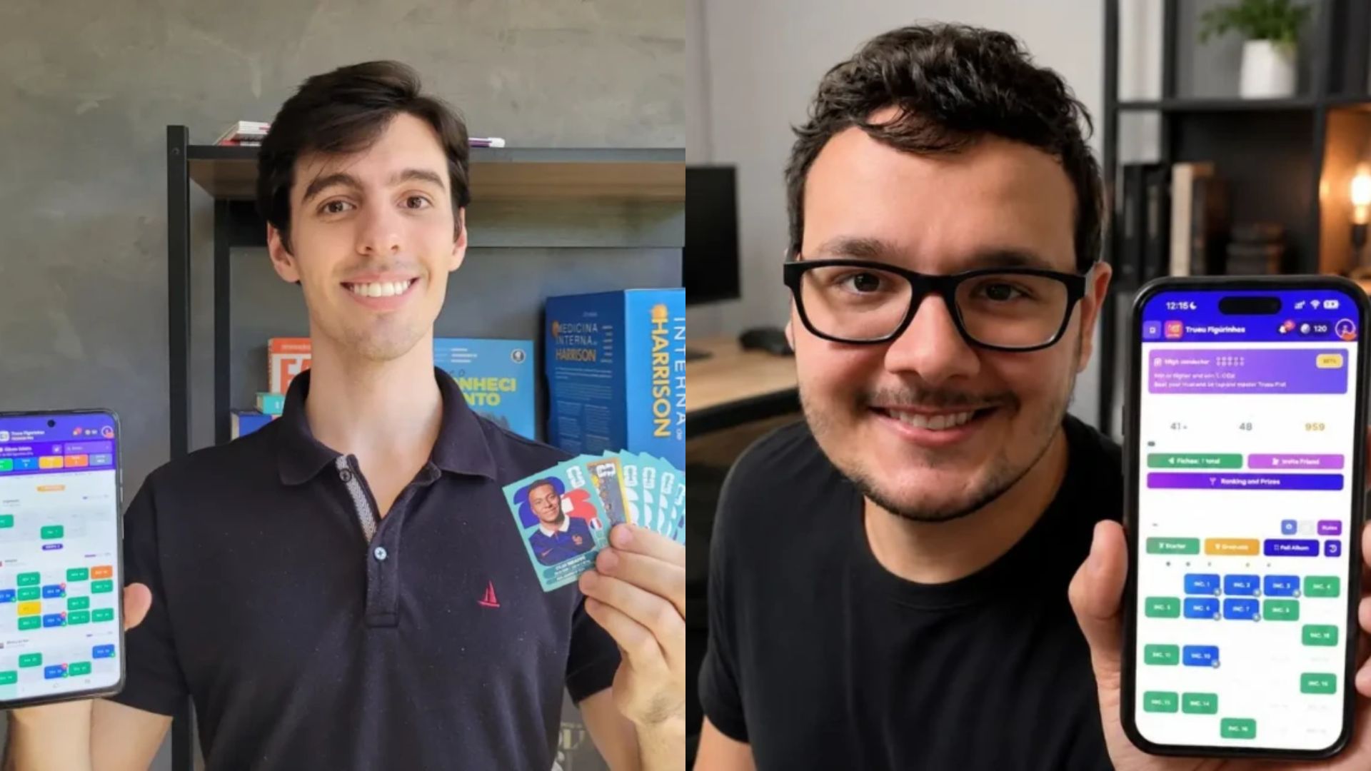Mário Machado e Daniel Pinheiro, criadores ao aplicativo Troca Figurinhas 2026.